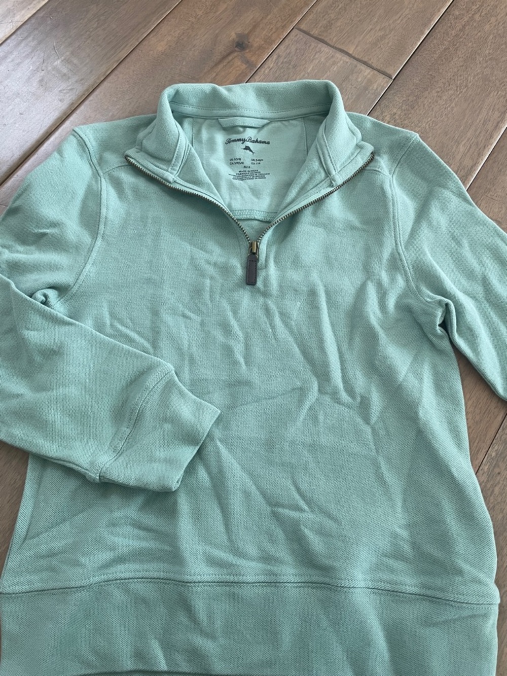 Tommy Bahama boys Light Teal Quarter-Zip Pullover Sweater